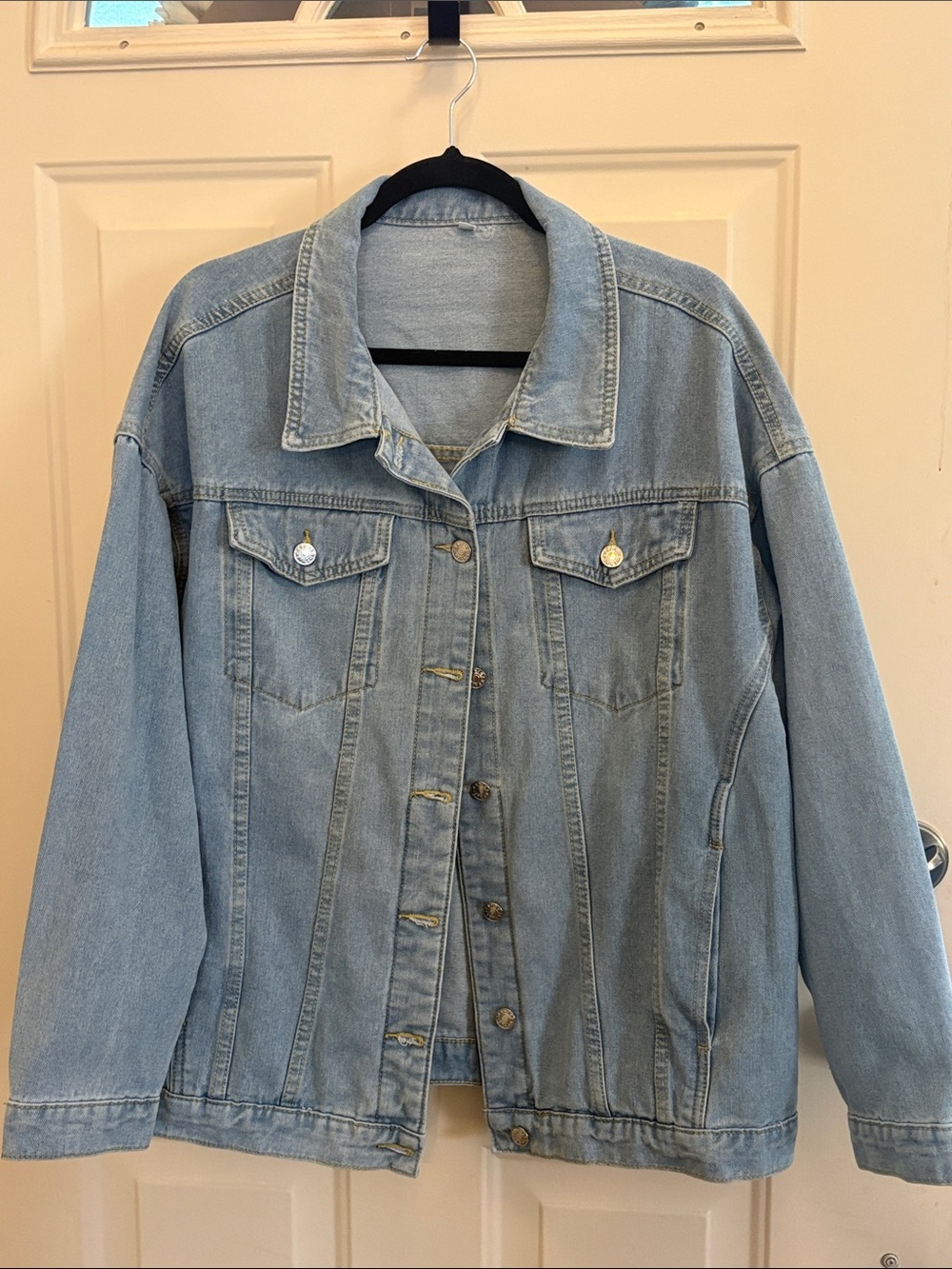 Light Blue Oversized Denim Jacket - Classic Jean Coat